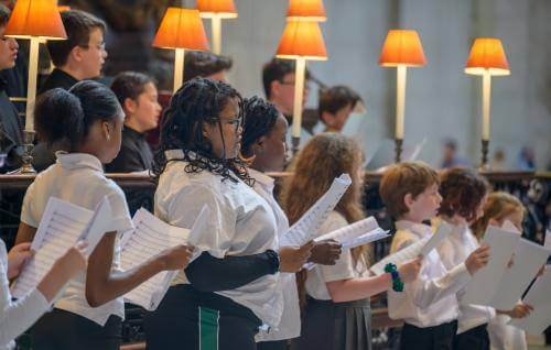 Girls singing in the Cathedral for Evensong